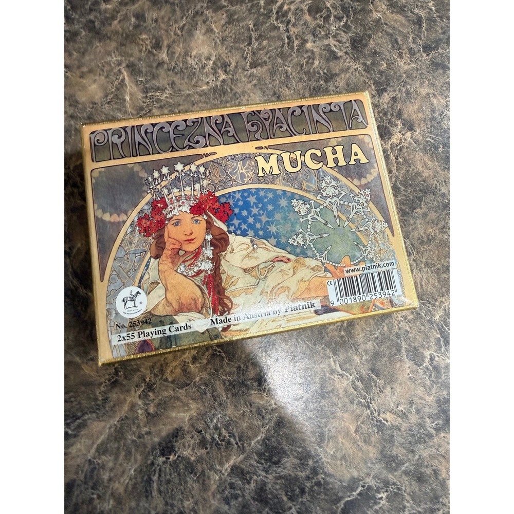 Piatnik Alphonse Mucha Art Nouveau Playing Cards 2 Decks Princezna Hyacinta Box